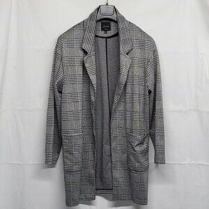 Love Tree Cardigan Sweater Tunic Womens Large Open Front Houndstooth Plaid